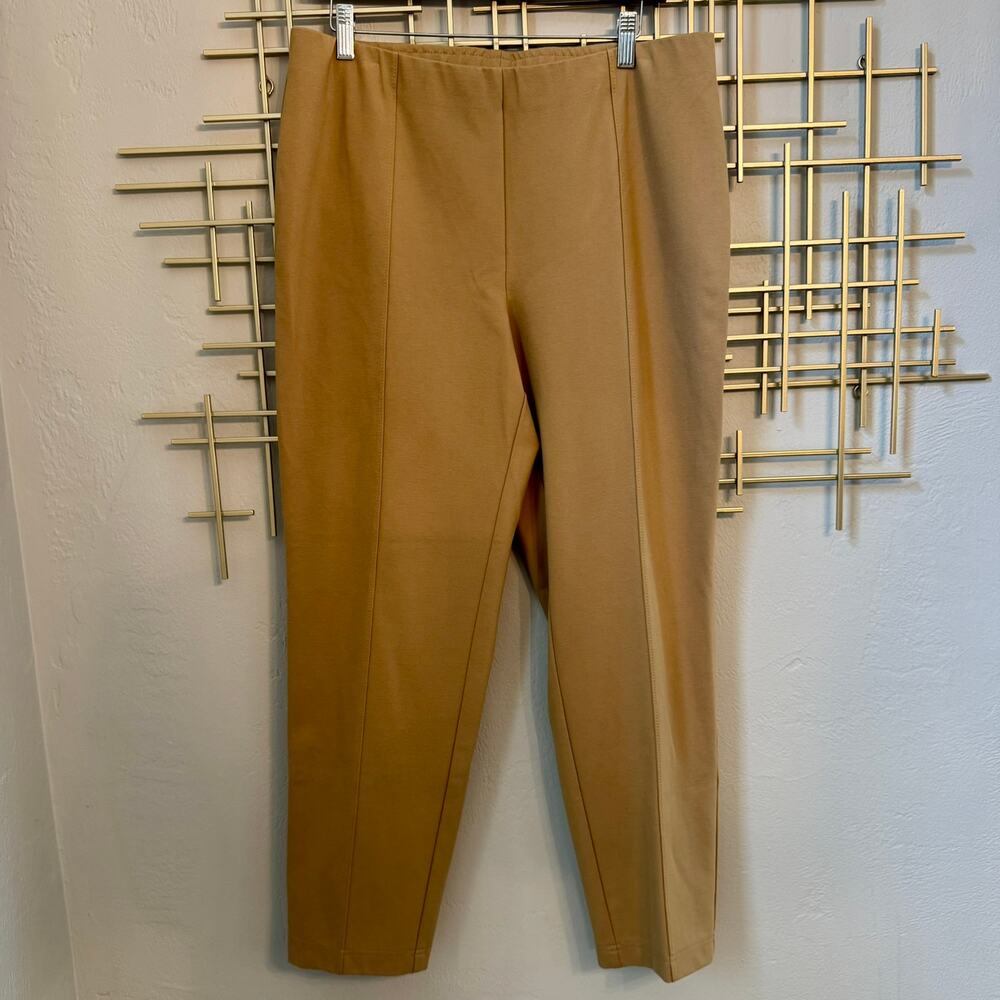 J Jill Tan Slim Leg Pull On Stretch Pants Large